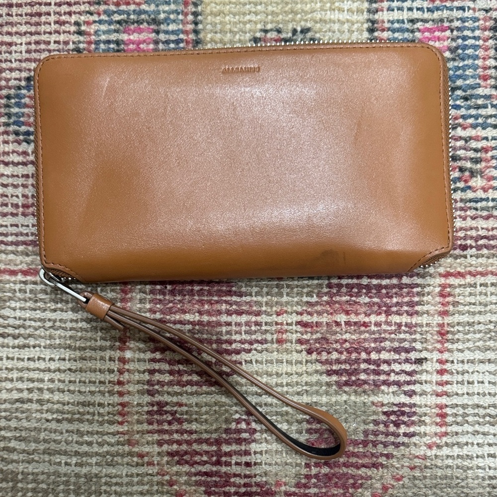 Tan all saints Leather Wristlet Wallet